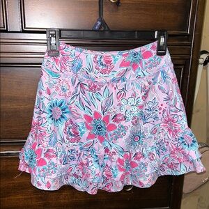 Pink and Blue Ruffled Mini Skirt